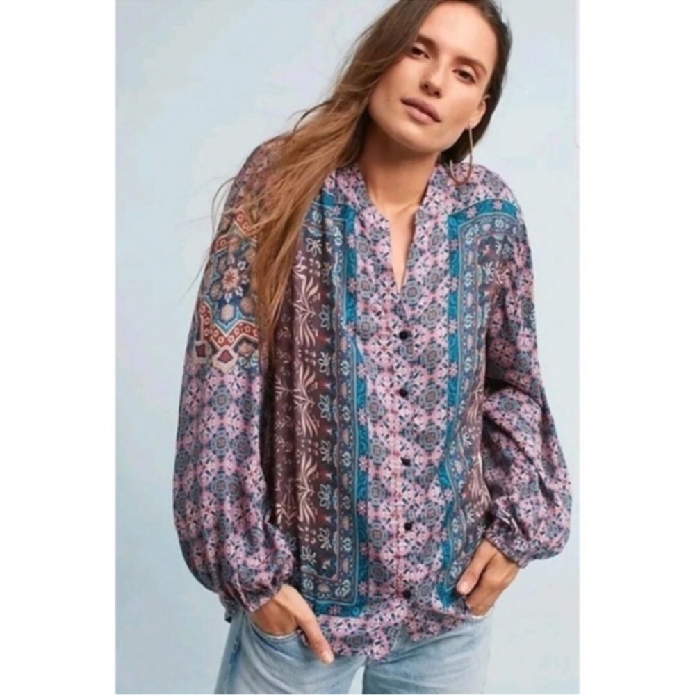 Anthropologie Feathers by Tolani blouse Top